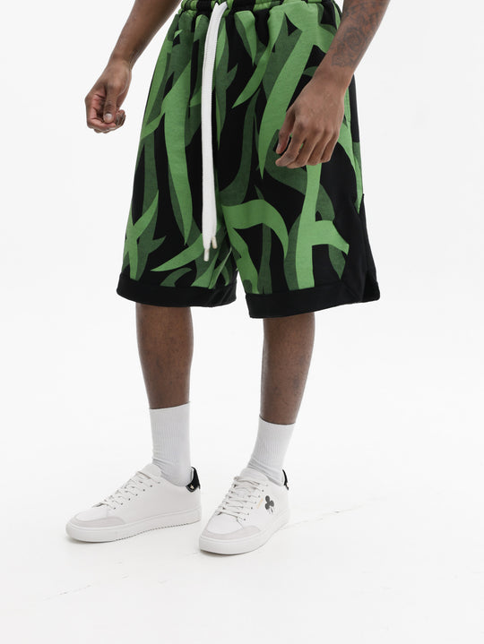 Massimo Sabbadin Shorts All Over Print Green-Black