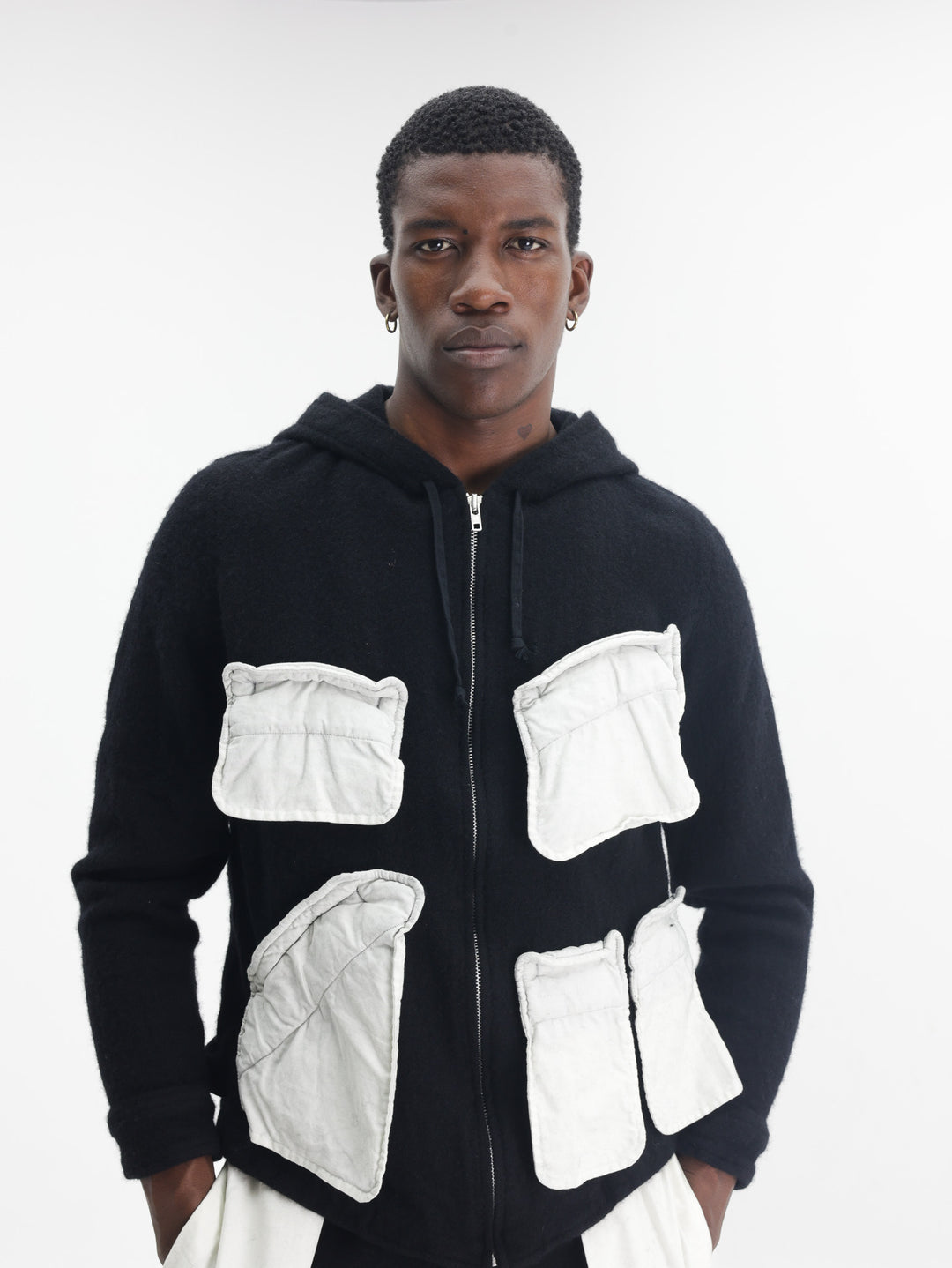 Comme Des Garcons Jacket Zip Up Patch Black-White