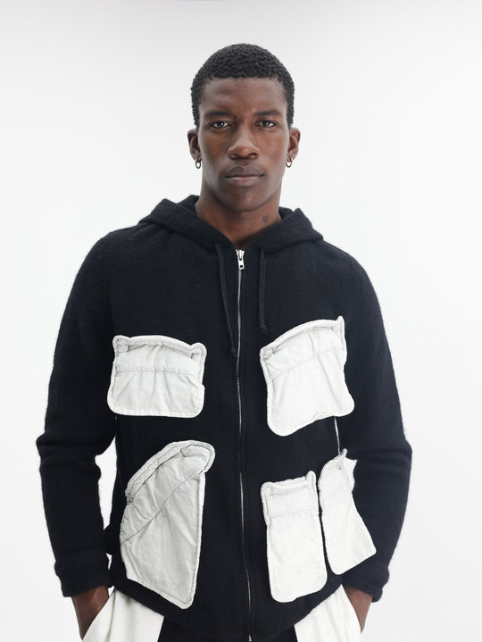 Comme Des Garcons Jacket Zip Up Patch Black-White
