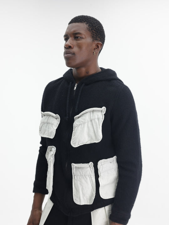 Comme Des Garcons Jacket Zip Up Patch Black-White