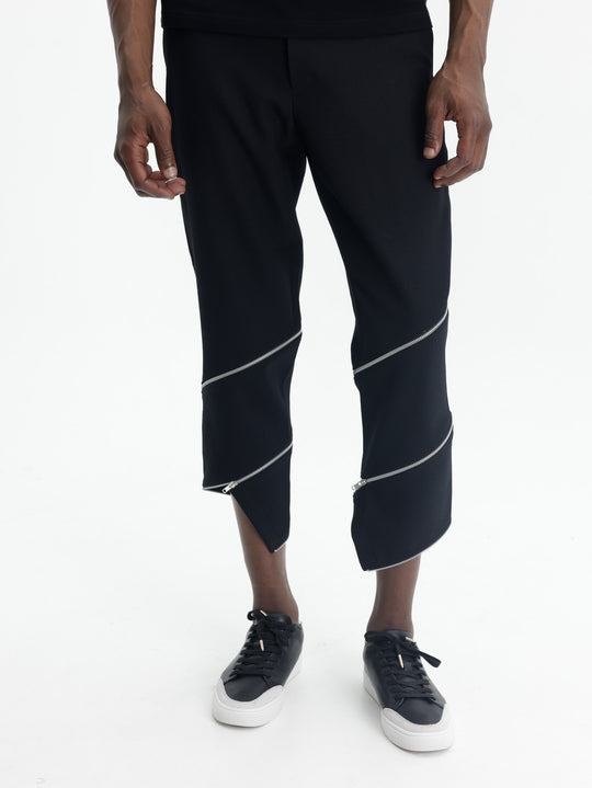 Comme Des Garcons Pants Asymmetric Hem Zipper Black