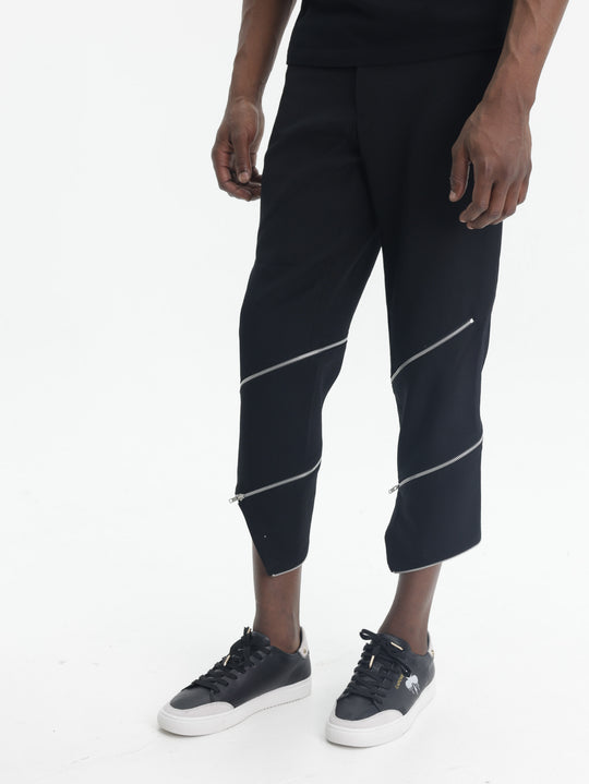Comme Des Garcons Pants Asymmetric Hem Zipper Black