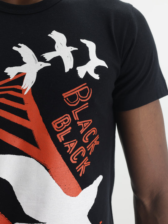 Comme Des Garcons Crew Bird Print Black-White-Orange