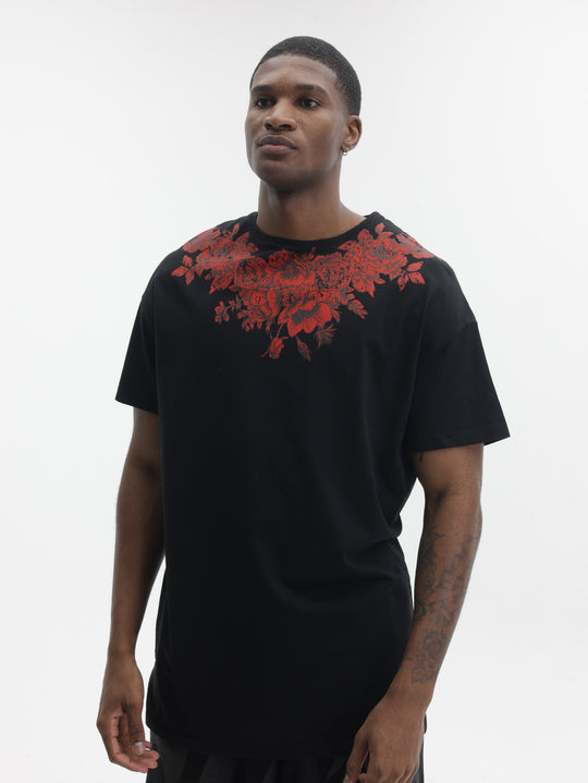 Massimo Sabbadin T-Shirt Neck Roses Black-Red