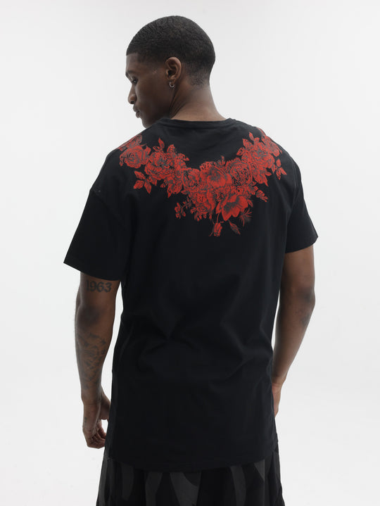Massimo Sabbadin T-Shirt Neck Roses Black-Red