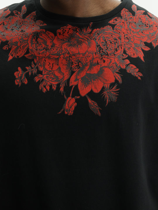 Massimo Sabbadin T-Shirt Neck Roses Black-Red