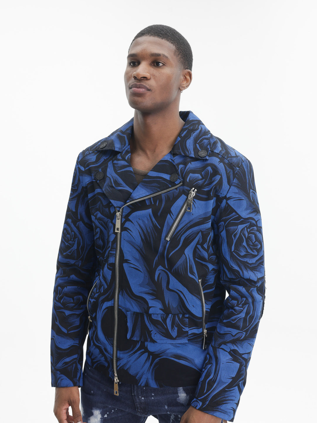 Massimo Sabbadin Jacket Allover Rose Print Blue