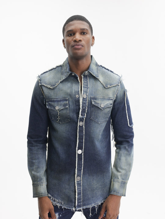 Massimo Sabbadin Shirt Denim Stretch Blue