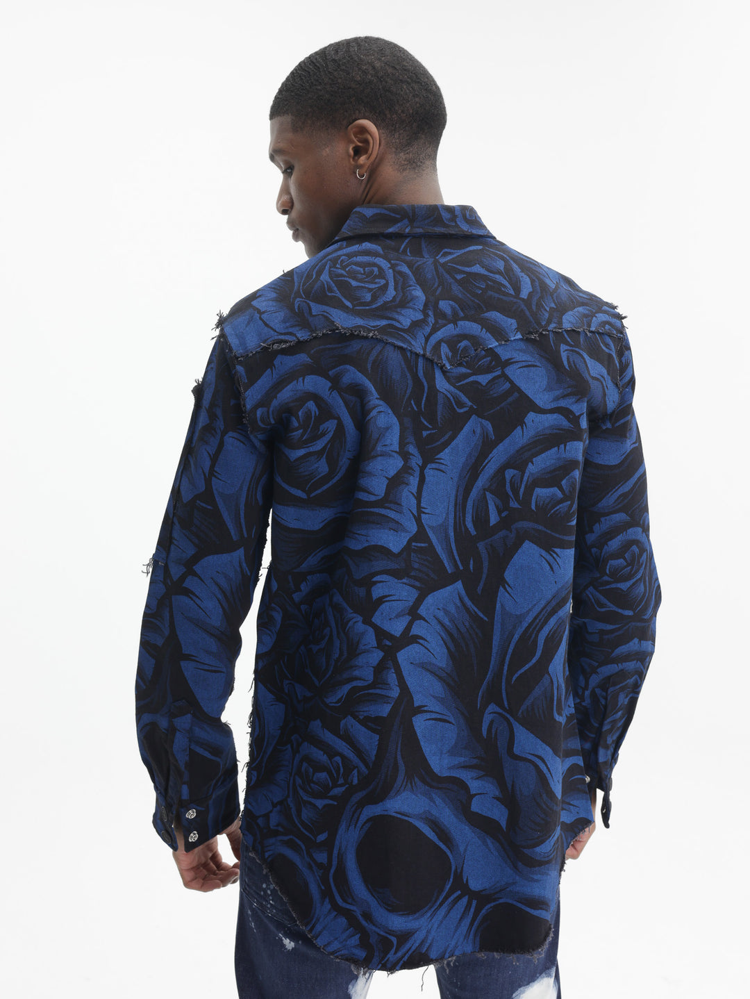 Massimo Sabbadin Shirt Allover Rose Print Blue