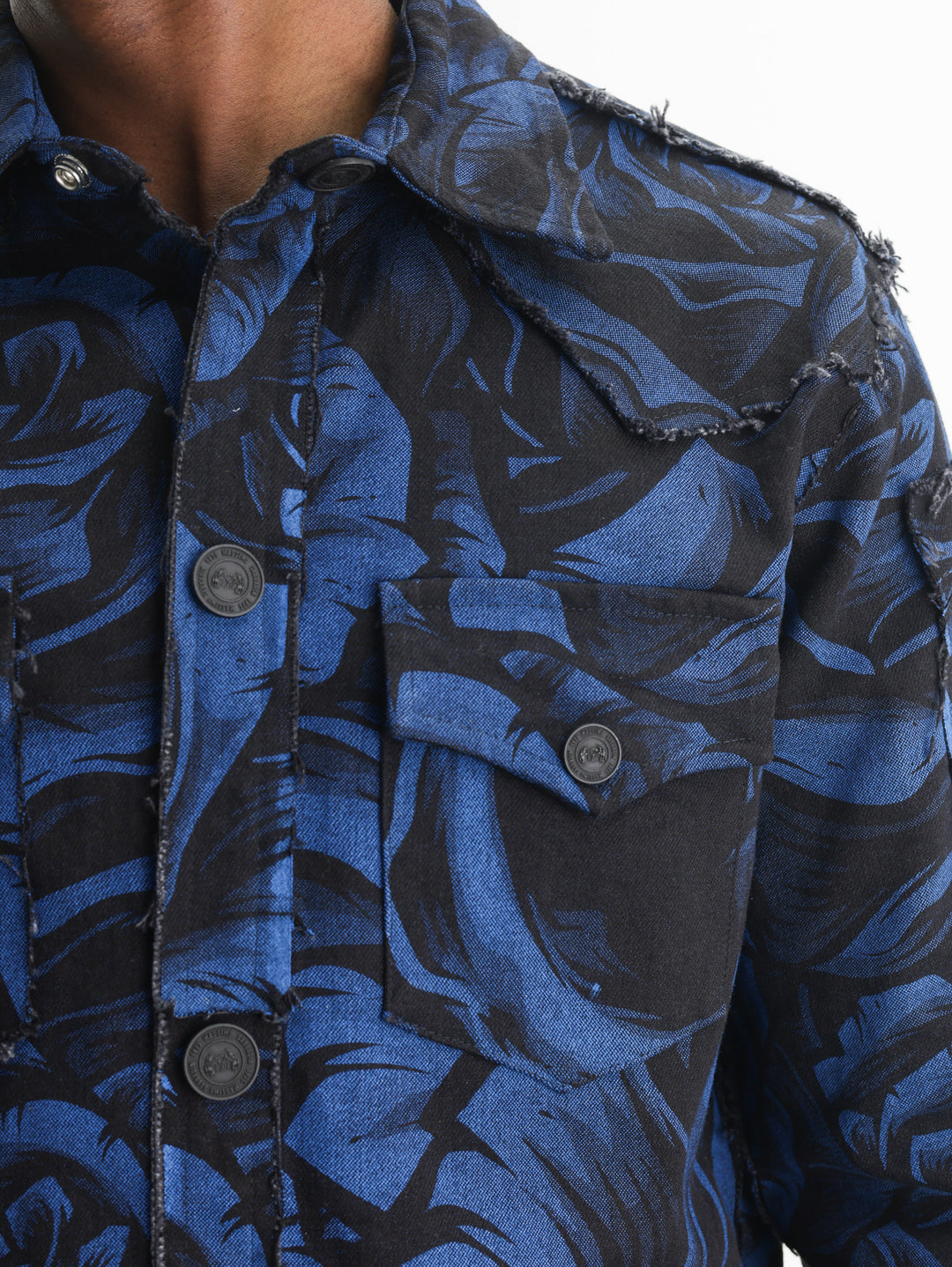 Massimo Sabbadin Shirt Allover Rose Print Blue
