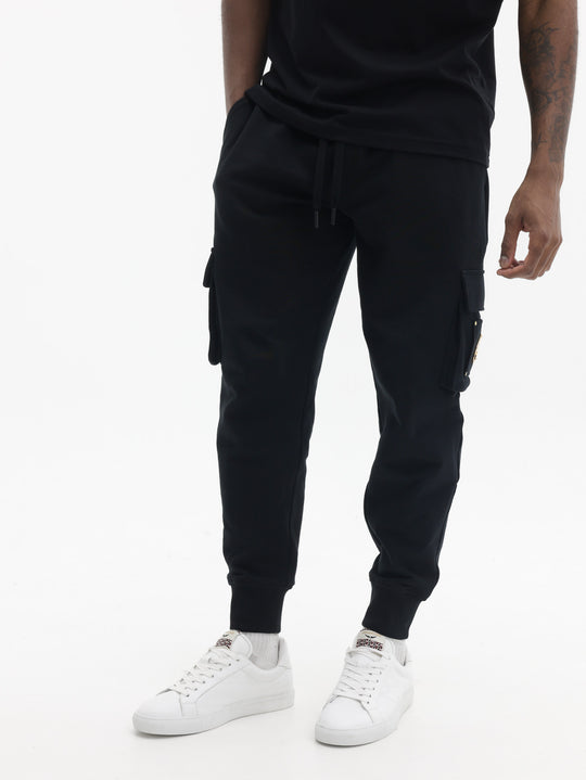 Moose Knuckles Sweatpants Pocket Gold Logo Black