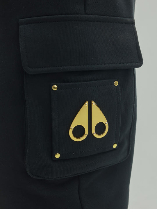 Moose Knuckles Sweatpants Pocket Gold Logo Black