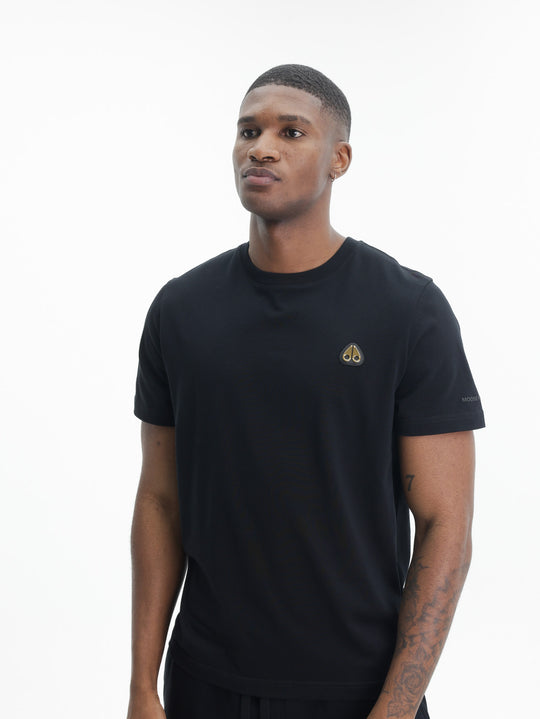 Moose Knuckles T-Shirt Small Gold Logo Black