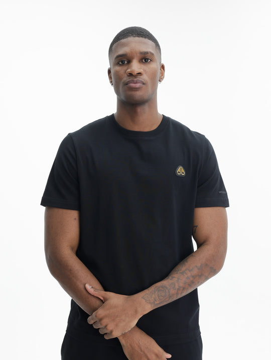 Moose Knuckles T-Shirt Small Gold Logo Black