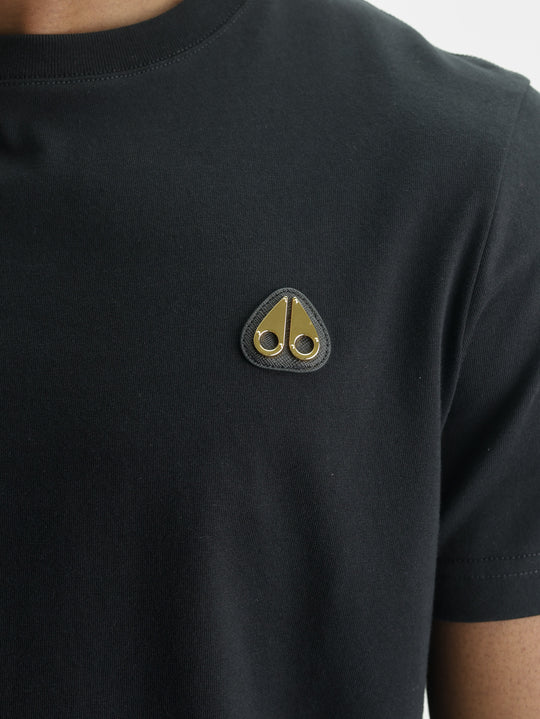 Moose Knuckles T-Shirt Small Gold Logo Black