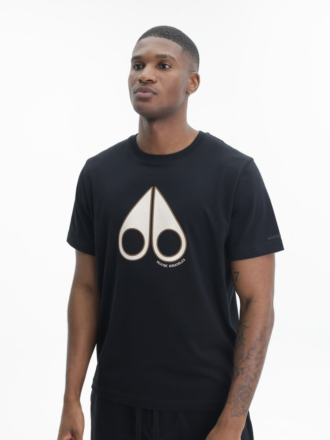 Moose Knuckles T-Shirt Wht Lrg Logo Prnt Black