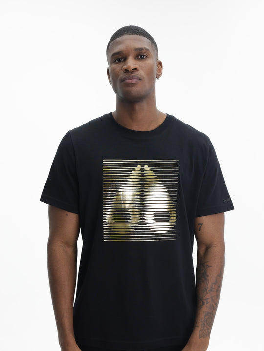 Moose Knuckles T-Shirt Gld Larg Logo Prnt Black