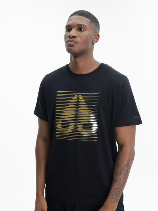 Moose Knuckles T-Shirt Gld Larg Logo Prnt Black