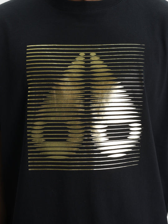 Moose Knuckles T-Shirt Gld Larg Logo Prnt Black
