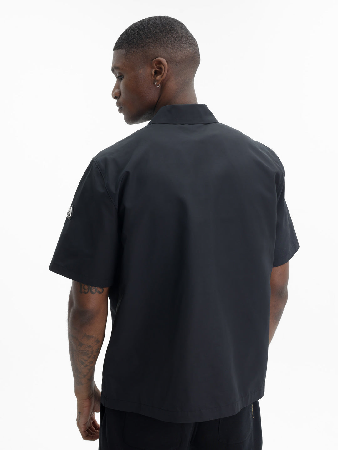 Moose Knuckles Shirt Wht Btn Collar Logo Black