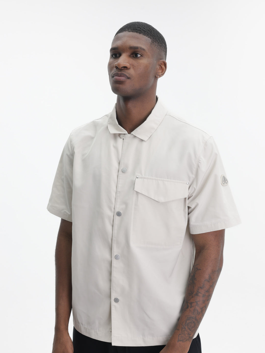 Moose Knuckles Shirt Slv Btn Collar Logo White