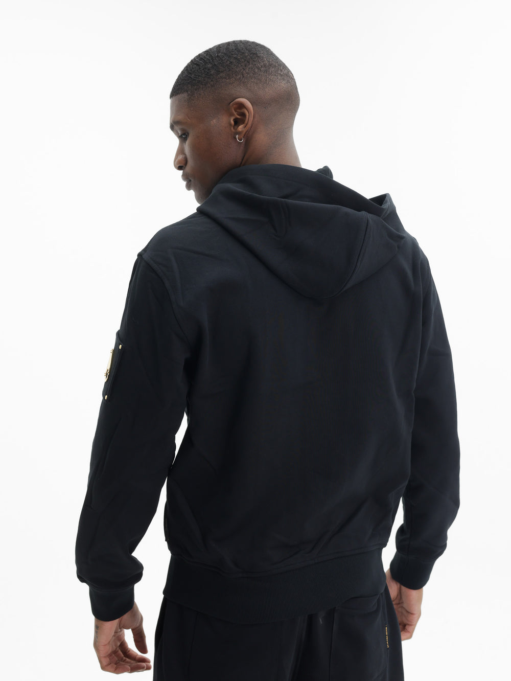 Moose Knuckles Hoodie Zip Sleeve Logo Black