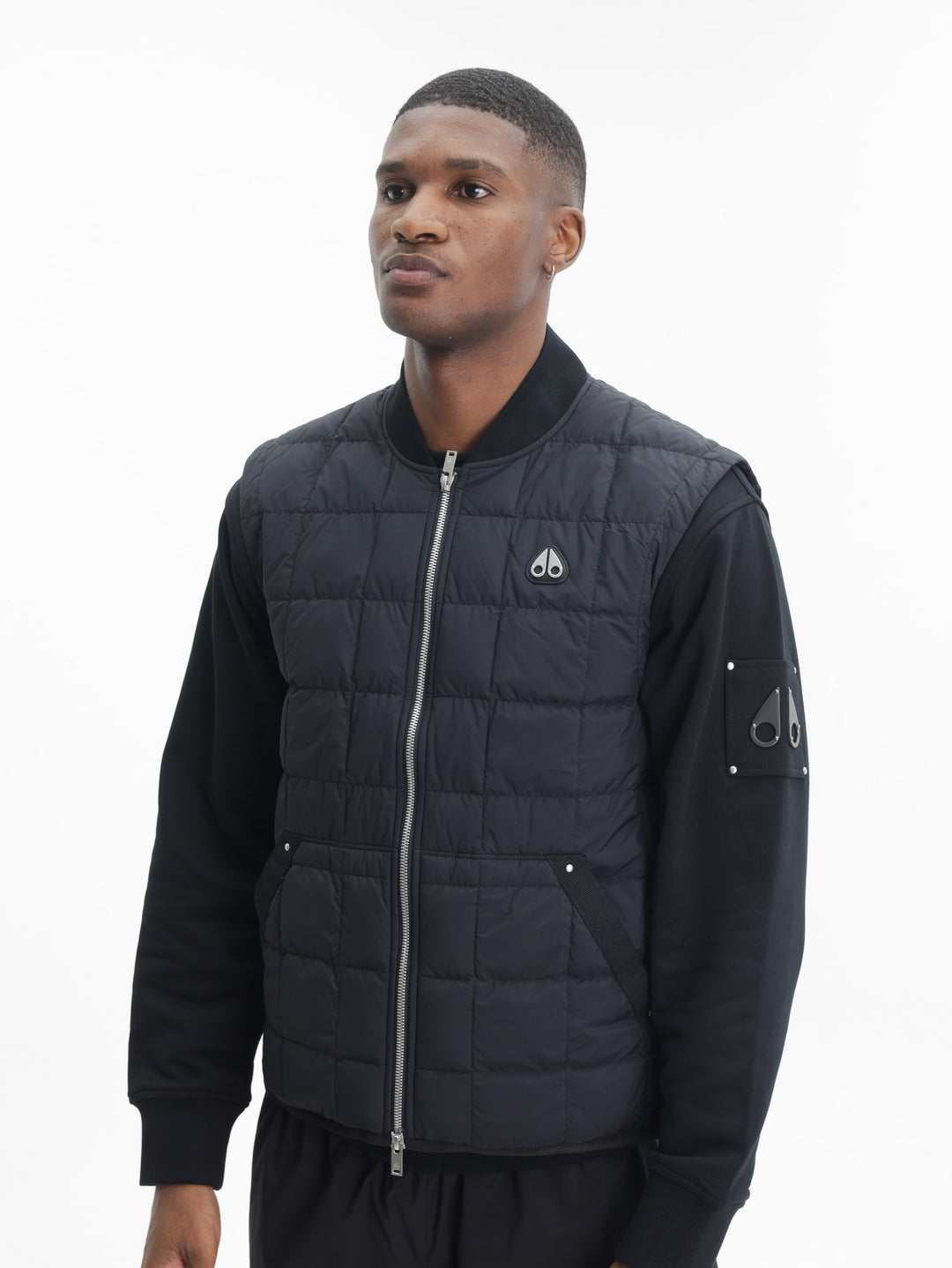Moose Knuckles Jacket Small Silv Logo Black