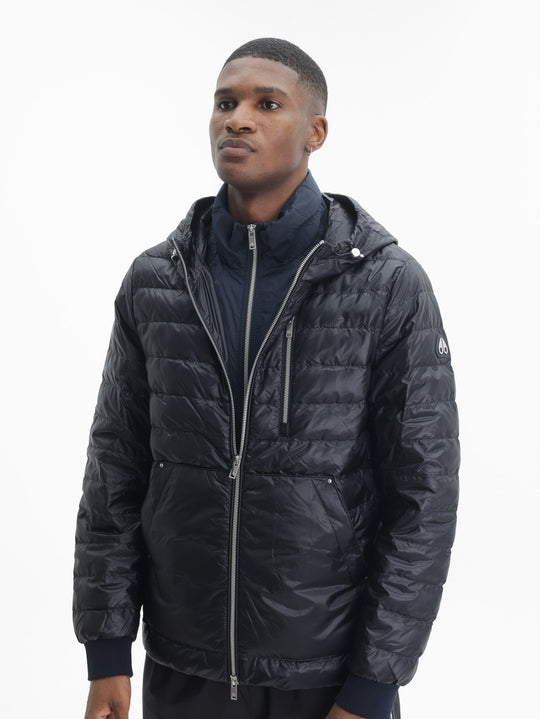 Moose Knuckles Jacket Logo Sleeve Cuffed Black