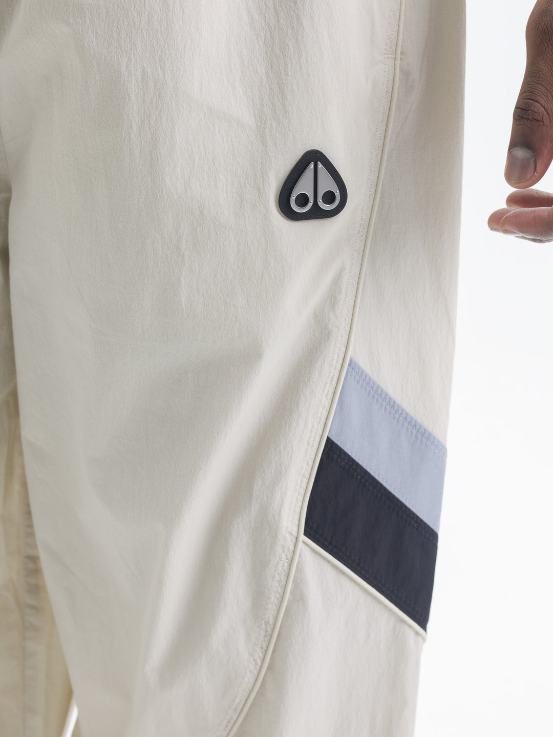 Moose Knuckles Track Pants Sml Blk Logo Strp White