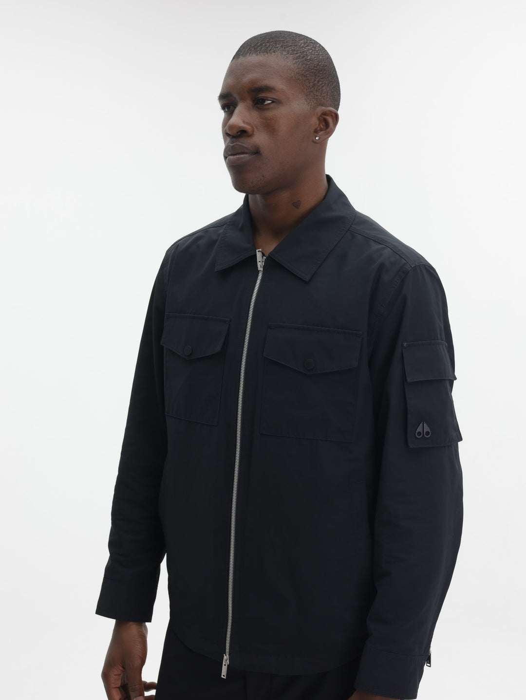 Moose Knuckles Jacket Zip Arm Pock Logo Black