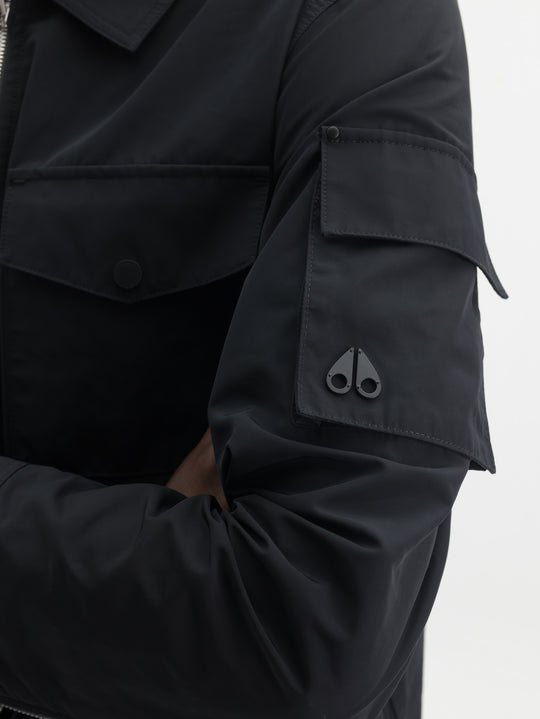 Moose Knuckles Jacket Zip Arm Pock Logo Black