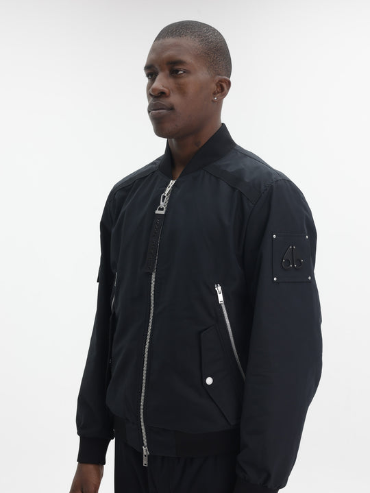 Moose Knuckles Jacket Lrg Zip Tag Arm Logo Black