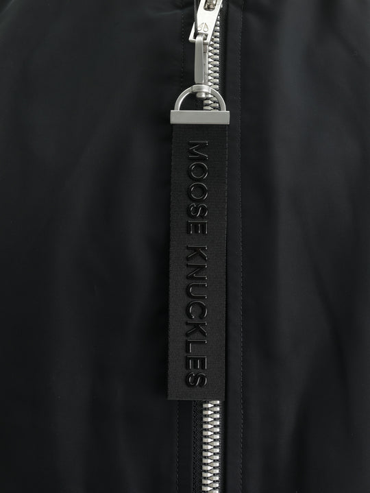 Moose Knuckles Jacket Lrg Zip Tag Arm Logo Black