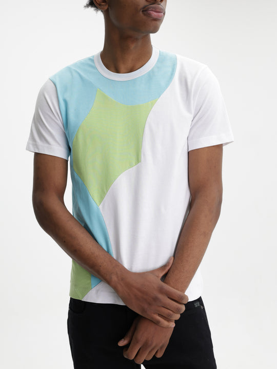Comme Des Garcons Crew Patchwork Blue-Green-White