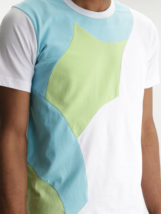 Comme Des Garcons Crew Patchwork Blue-Green-White