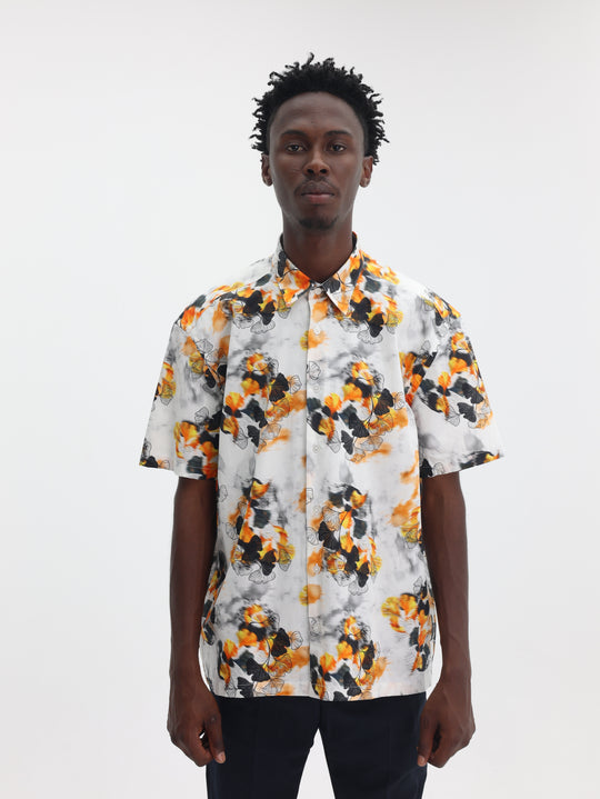 Costume National Shirt  Camicia Manica Corta Stampa White-Multi