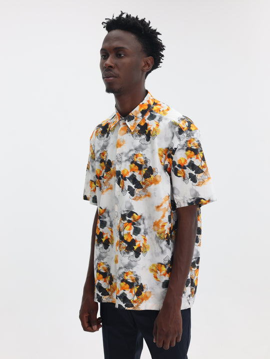 Costume National Shirt  Camicia Manica Corta Stampa White-Multi