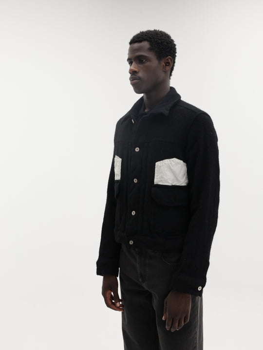 Comme Des Garcons Jacket Button Down Pocket White-Black