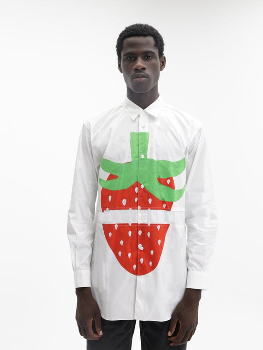 Comme Des Garcons Shirt Strawberry White