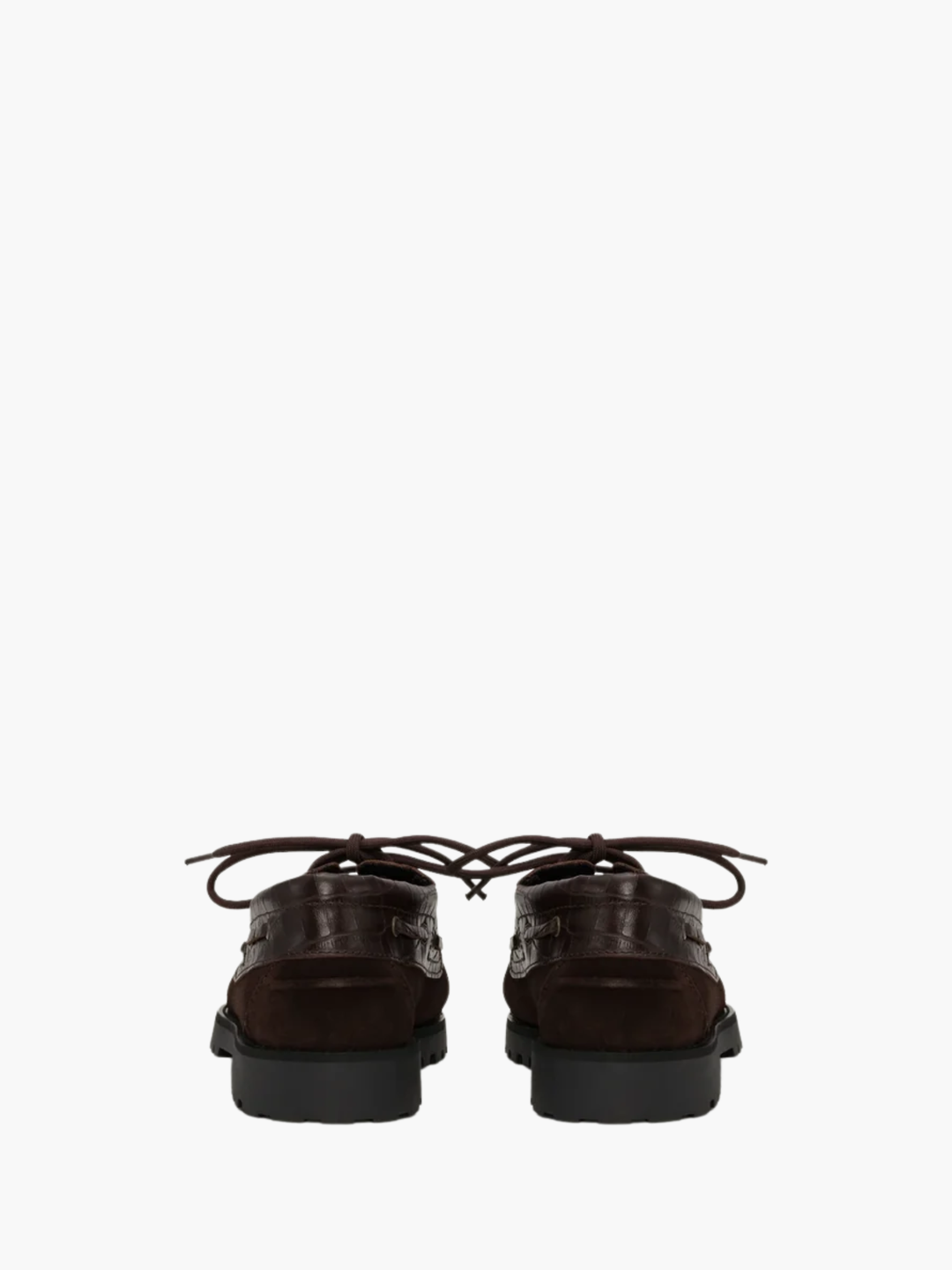 Les Deux Boatshoe Croco Mix Mole Brown