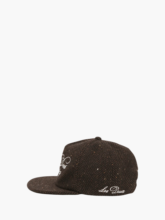 Les Deux Cap Legacy Herringbone Letterman Cap Mole Brown