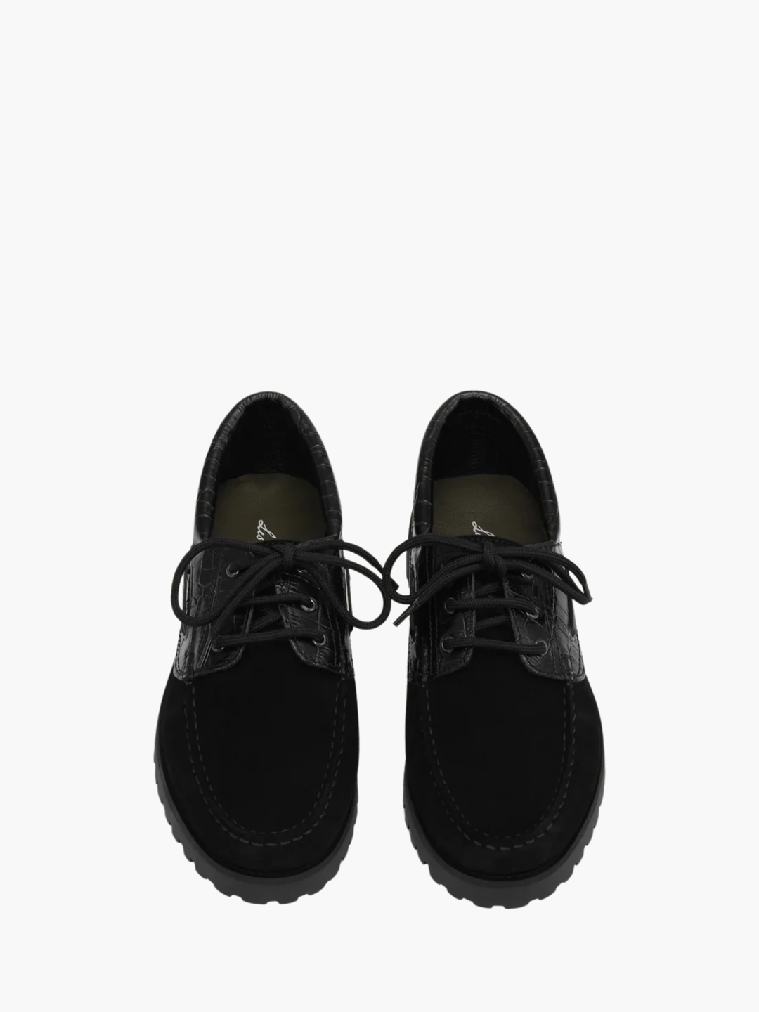 Les Deux Boatshoe Croco Mix Black