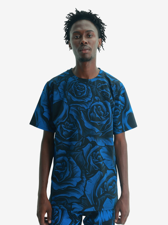 Massimo Sabbadin Crew Allover Rose Print Blue