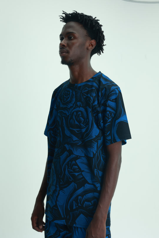 Massimo Sabbadin Crew Allover Rose Print Blue