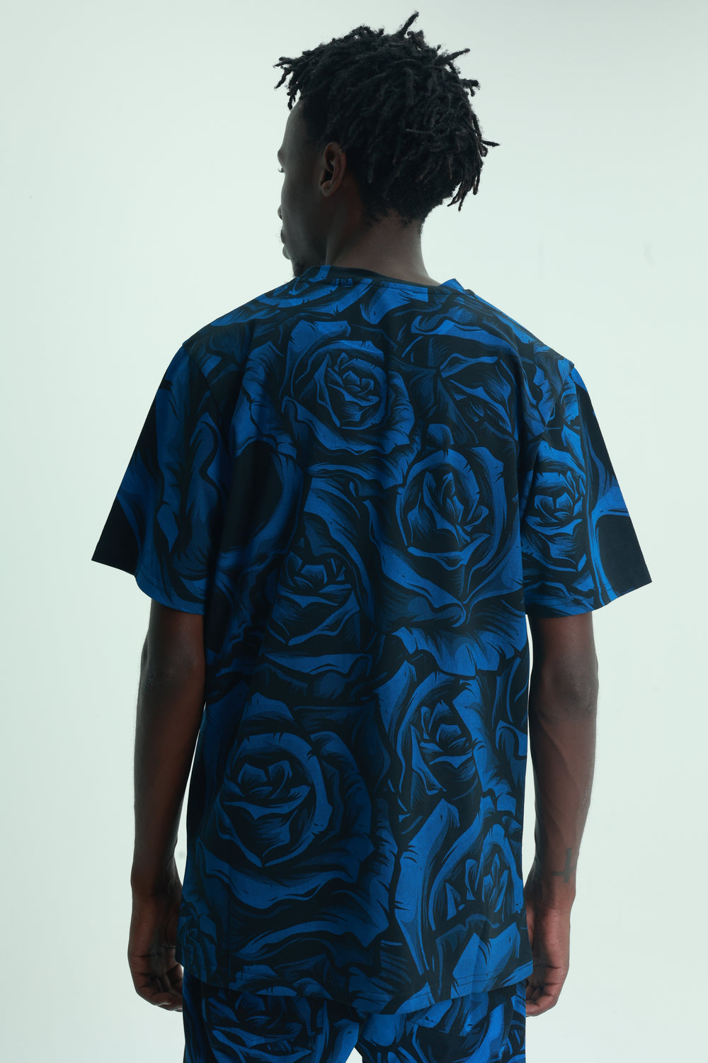 Massimo Sabbadin Crew Allover Rose Print Blue