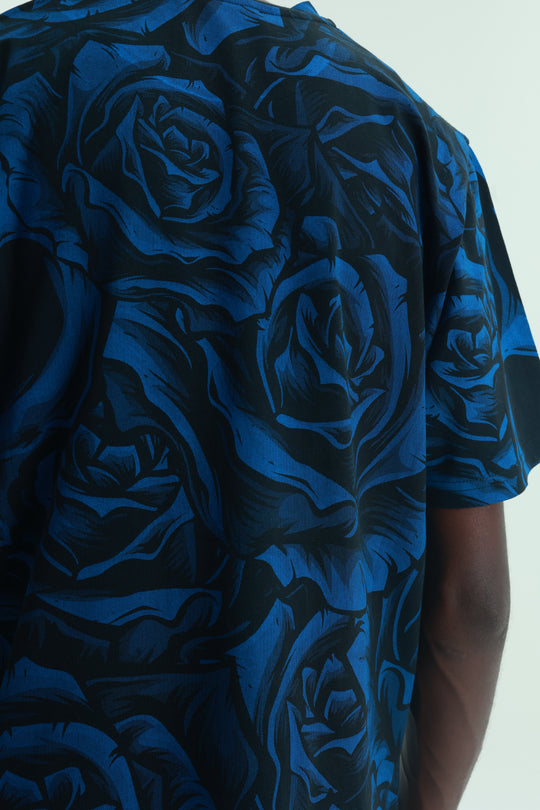 Massimo Sabbadin Crew Allover Rose Print Blue