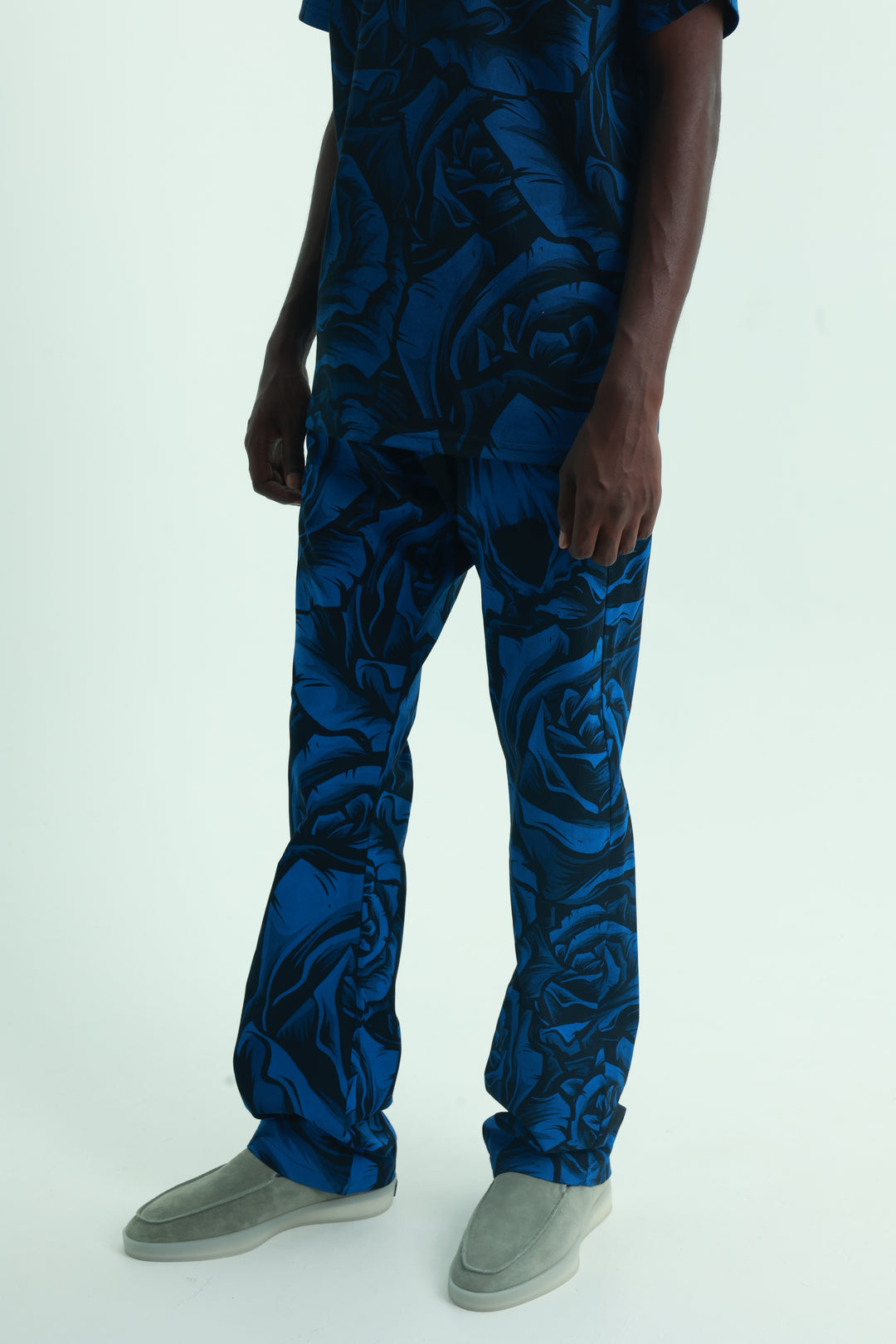 Massimo Sabbadin Jeans Allover Rose Print Blue