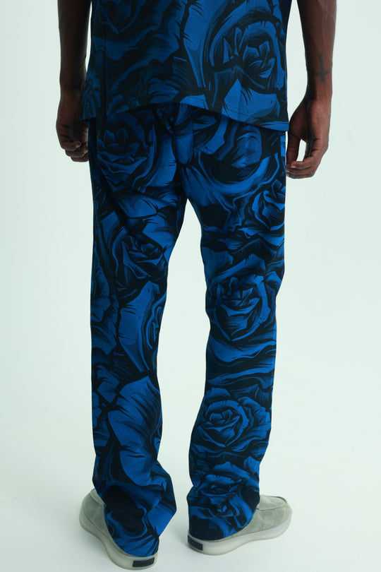 Massimo Sabbadin Jeans Allover Rose Print Blue