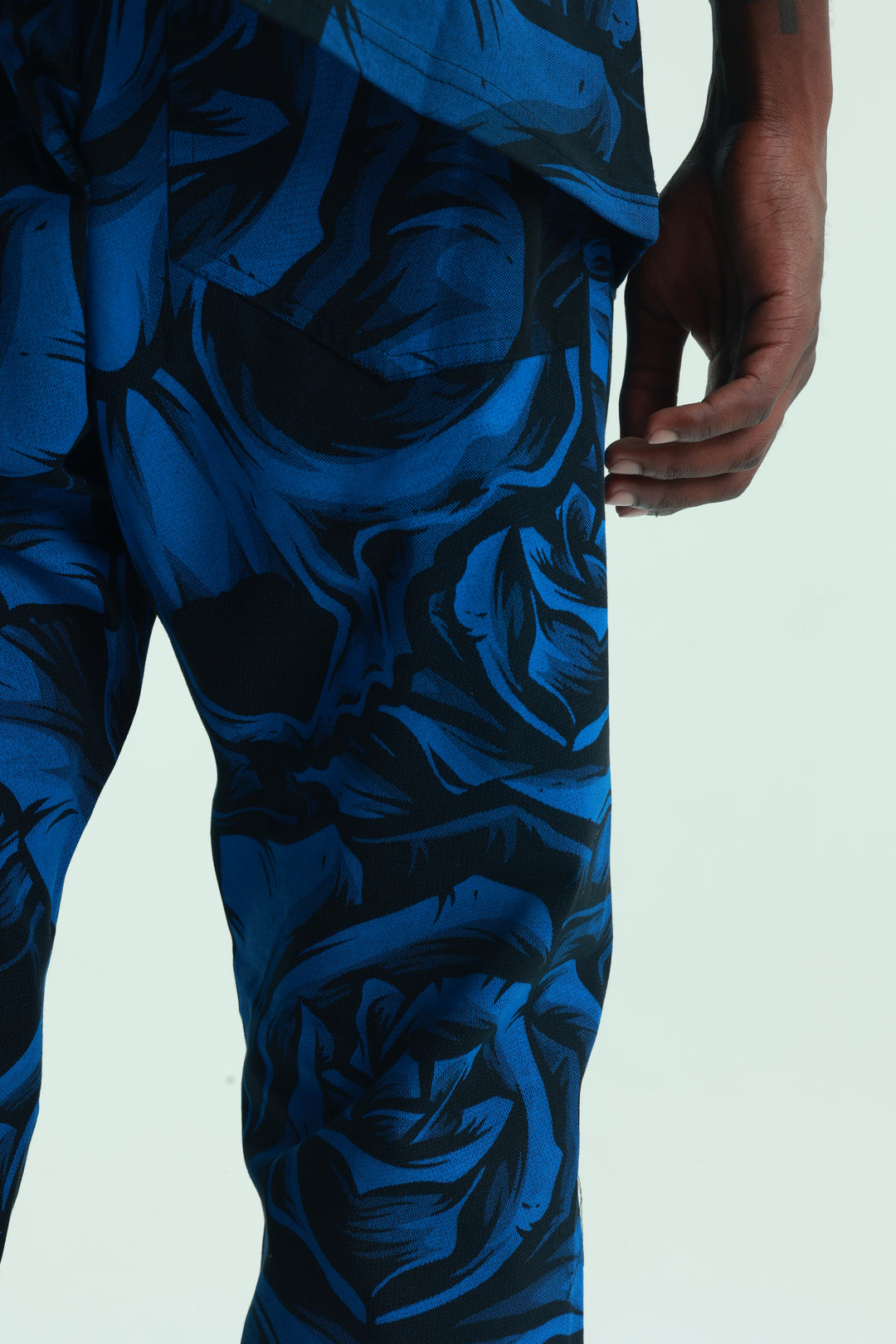 Massimo Sabbadin Jeans Allover Rose Print Blue