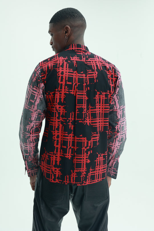 Comme Des Garcons Shirt Double Sleeve Graphic Print Black-Red